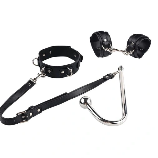 Anal Hooks 5334 Beaded Cuffs with Anal Collar and Hook Elegant 0122